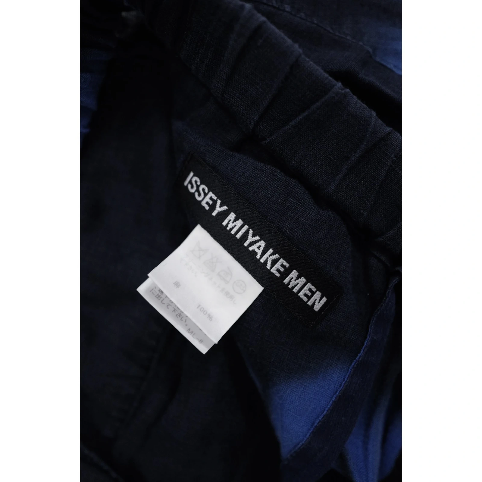 ISSEY MIYAKE Pantalon en lin Marine vintage, passéist — photo 10
