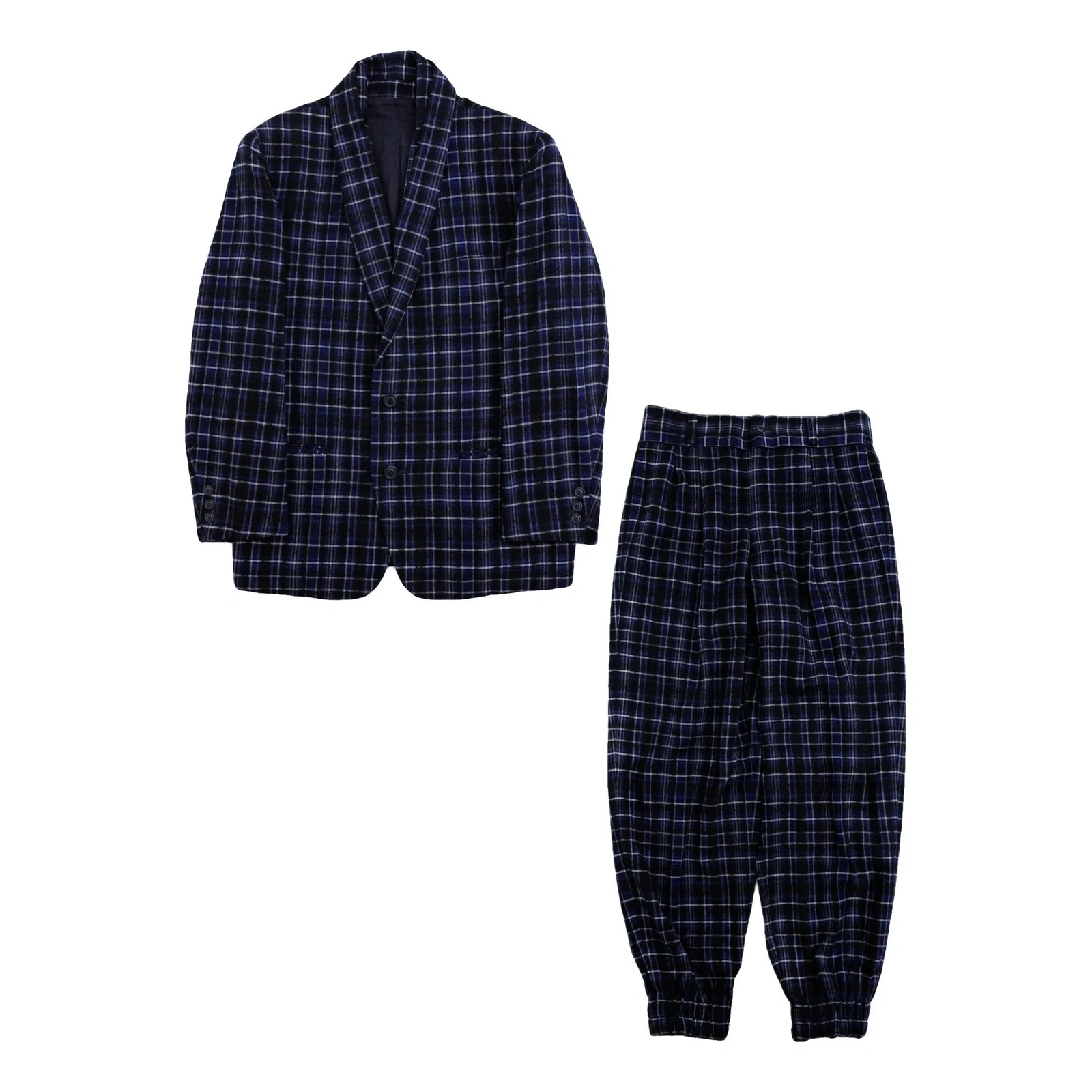 ISSEY MIYAKE Costume en laine Marine vintage, passéist — photo 1