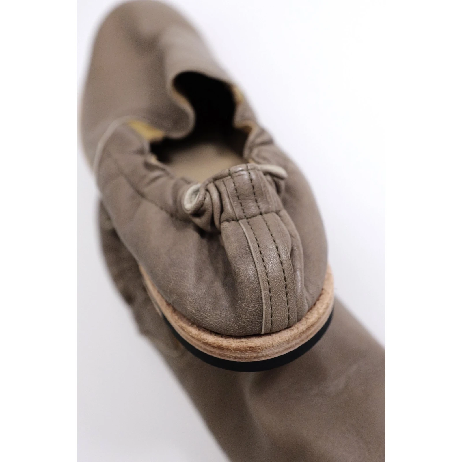 YOHJI YAMAMOTO Ballerines en cuir Marron vintage, passéist — photo 7