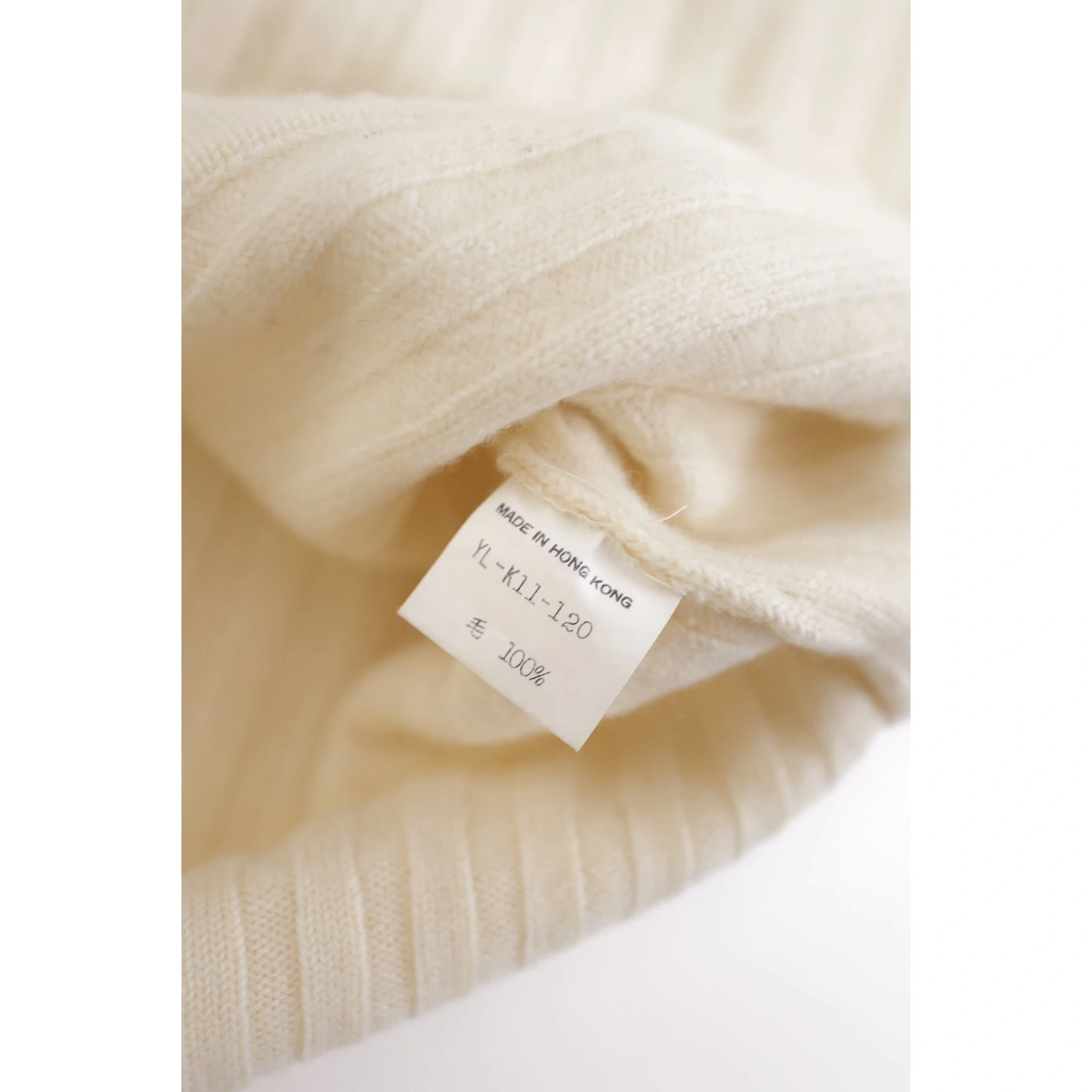 YOHJI YAMAMOTO Cardigan en laine Écru vintage, passéist — photo 11