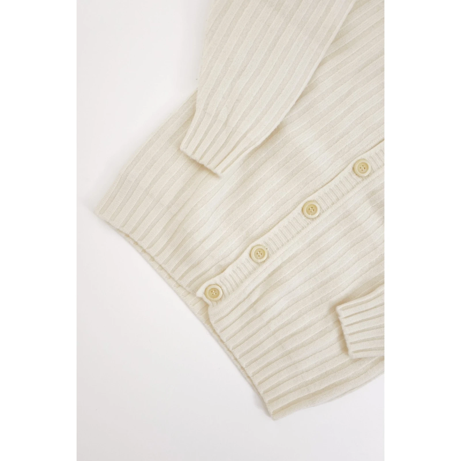 YOHJI YAMAMOTO Cardigan en laine Écru vintage, passéist — photo 3