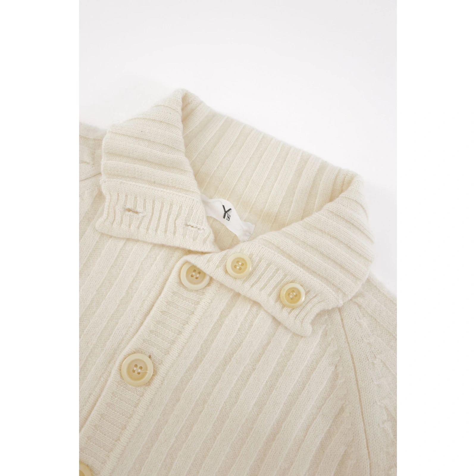 YOHJI YAMAMOTO Cardigan en laine Écru vintage, passéist — photo 4