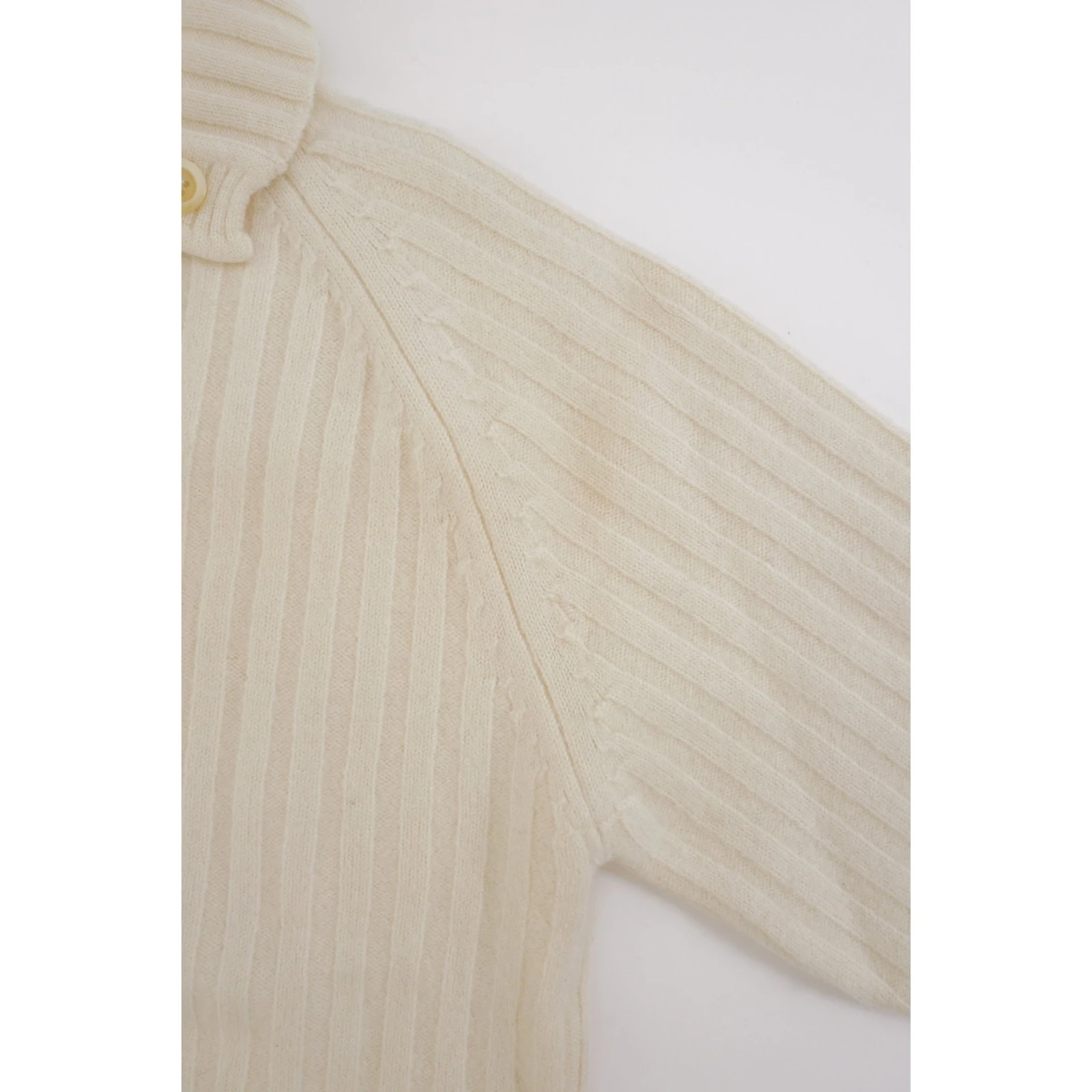 YOHJI YAMAMOTO Cardigan en laine Écru vintage, passéist — photo 8