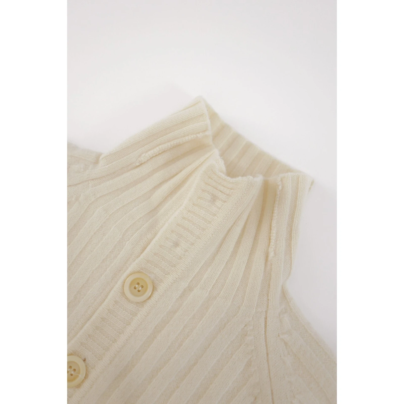 YOHJI YAMAMOTO Cardigan en laine Écru vintage, passéist — photo 9