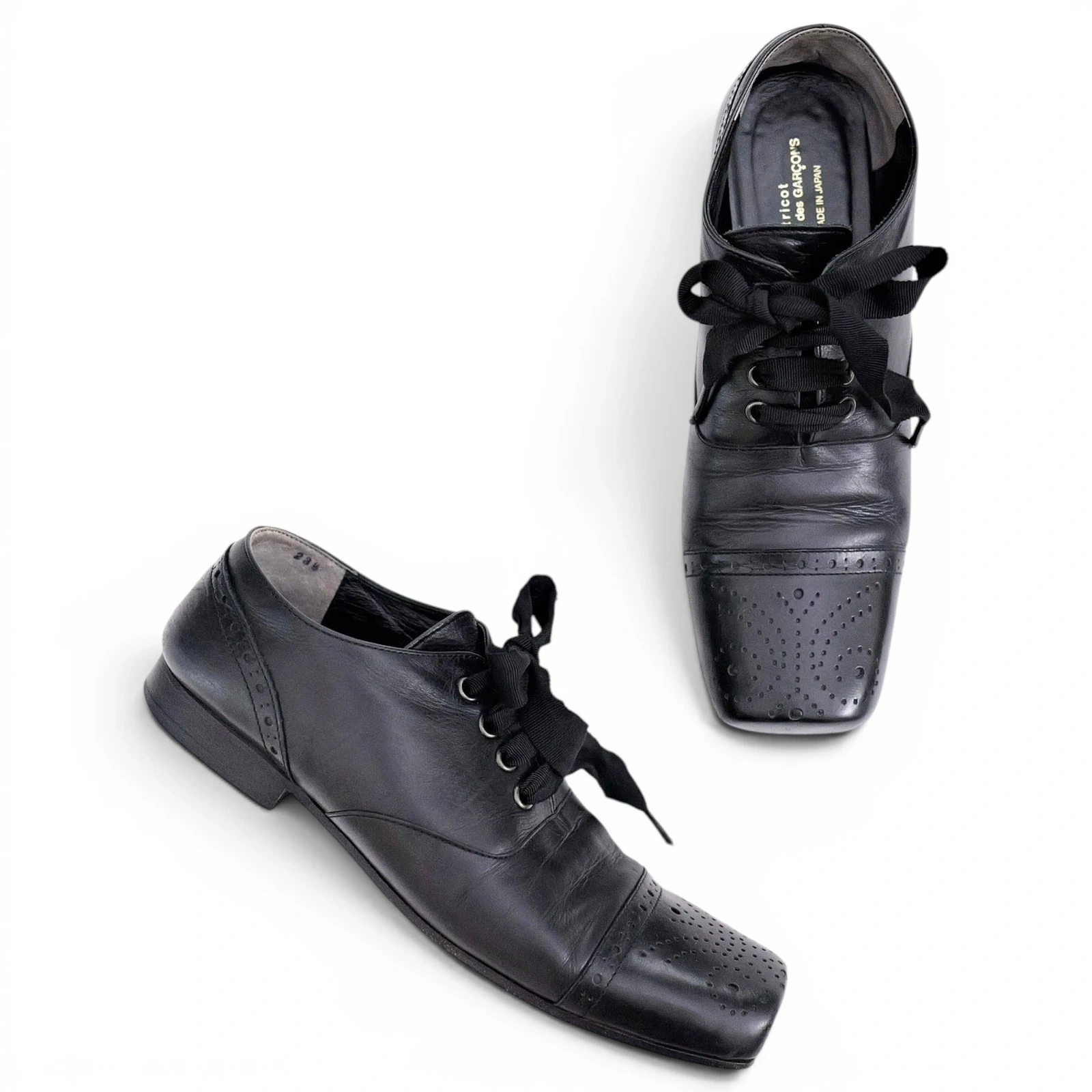 COMME DES GARÇONS Ballerines en cuir Noir vintage, passéist — photo 1