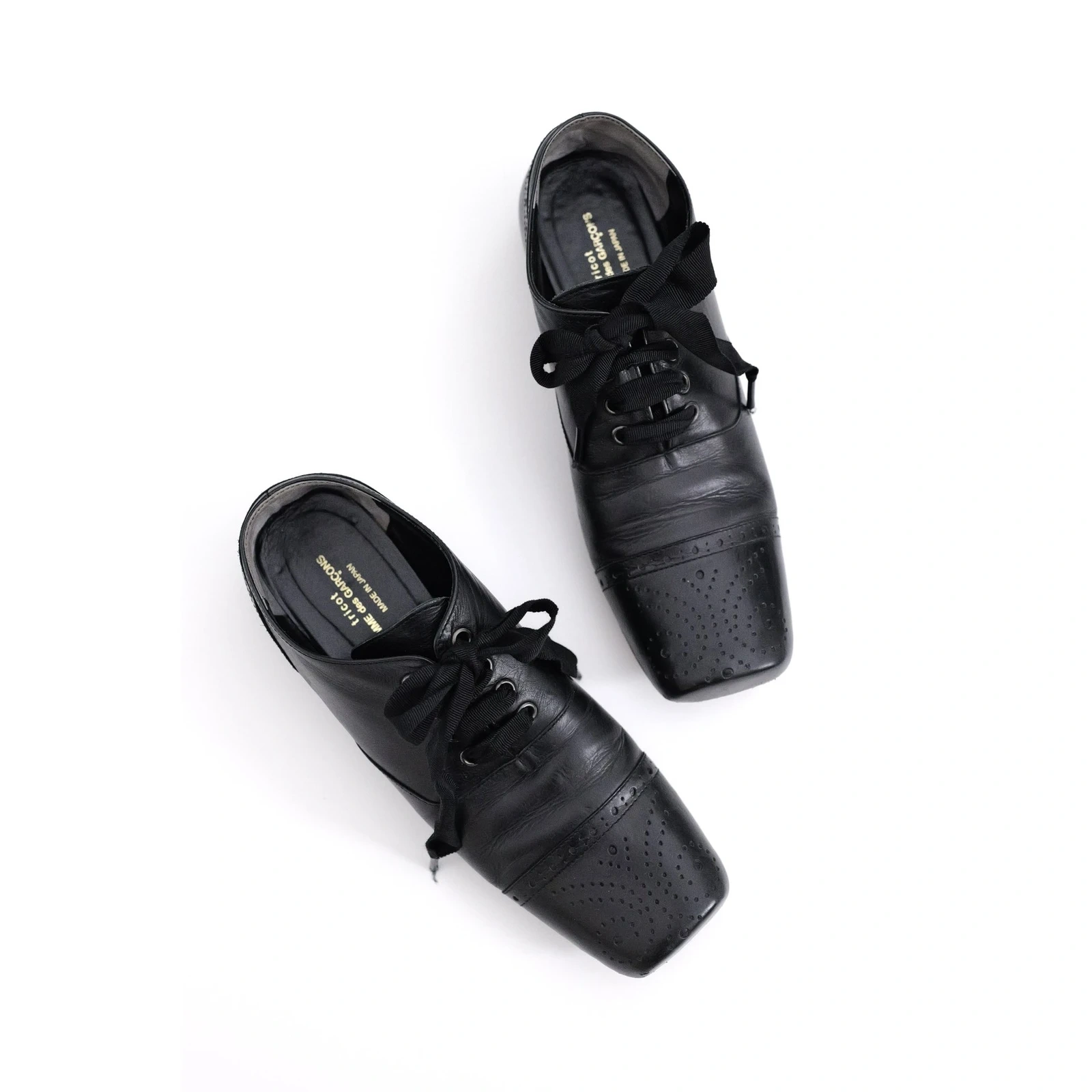 COMME DES GARÇONS Ballerines en cuir Noir vintage, passéist — photo 2