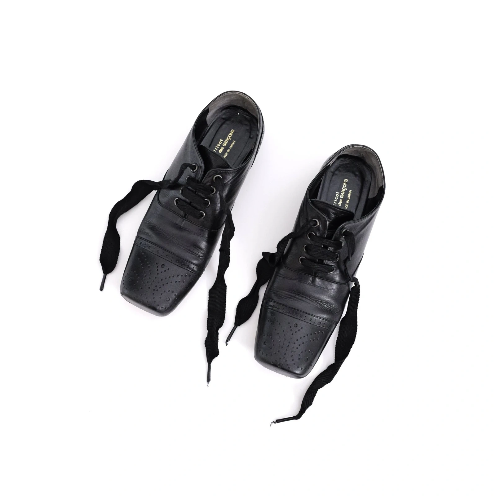 COMME DES GARÇONS Ballerines en cuir Noir vintage, passéist — photo 14