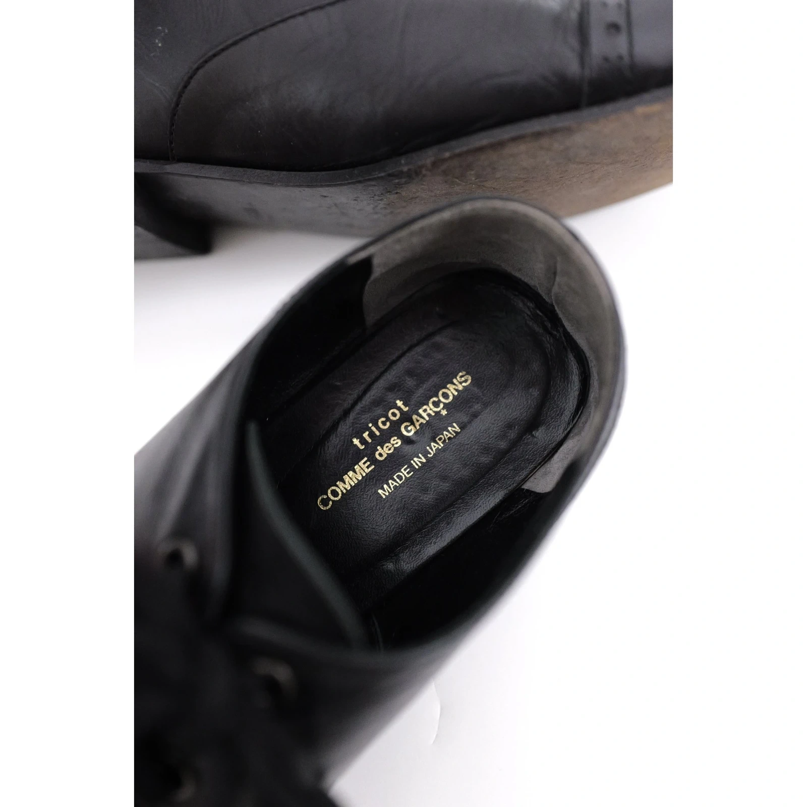 COMME DES GARÇONS Ballerines en cuir Noir vintage, passéist — photo 6