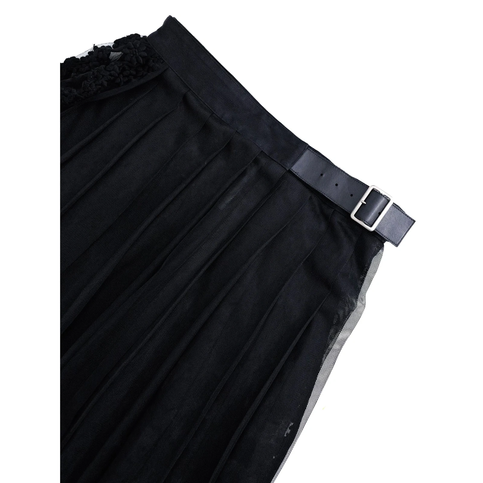 NOIR KEI NINOMIYA Jupe mi-longue Noir vintage, passéist — photo 3