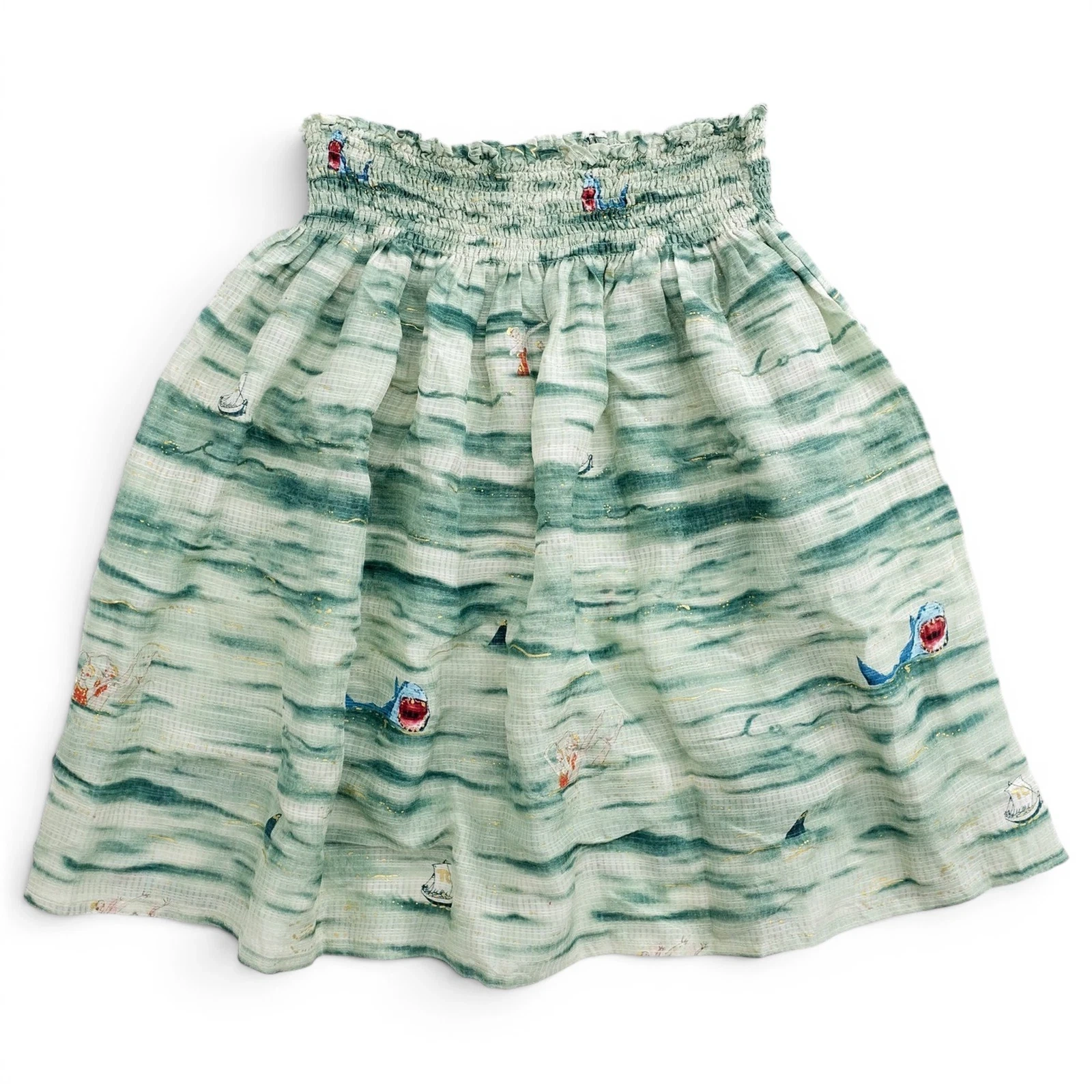 TSUMORI CHISATO Mini jupe en soie Vert vintage, passéist — photo 1