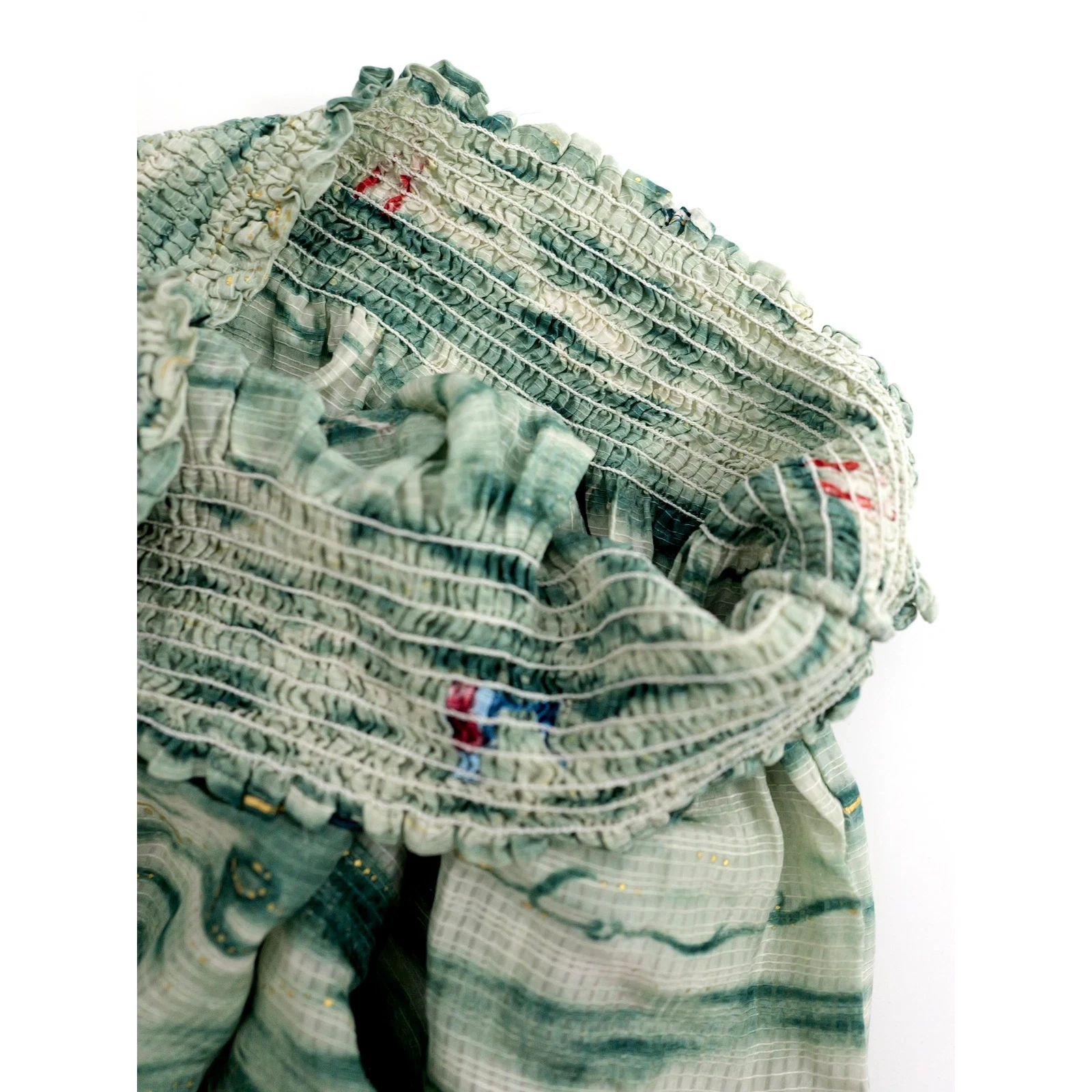 TSUMORI CHISATO Mini jupe en soie Vert vintage, passéist — photo 13