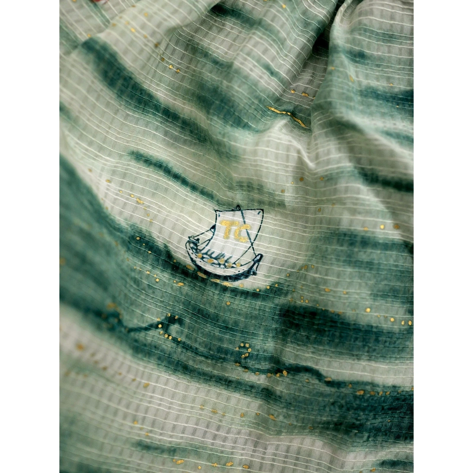 TSUMORI CHISATO Mini jupe en soie Vert vintage, passéist — photo 6
