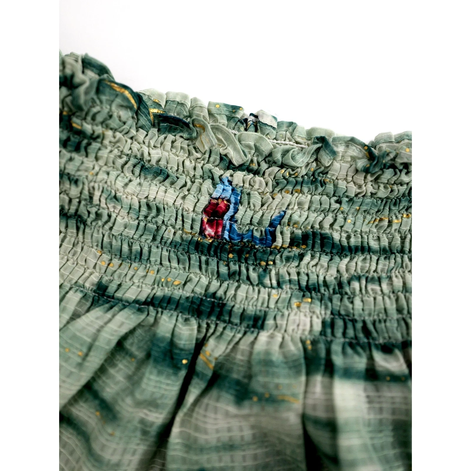 TSUMORI CHISATO Mini jupe en soie Vert vintage, passéist — photo 8