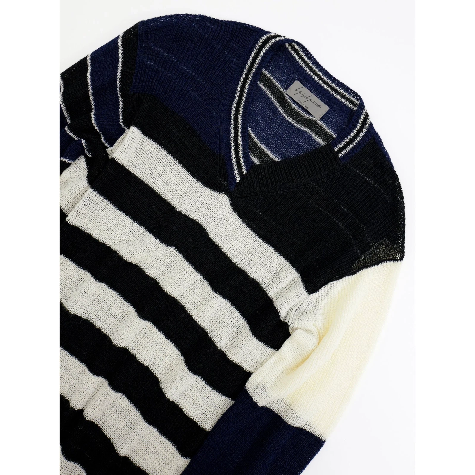 YOHJI YAMAMOTO Pull en lin Marine vintage, passéist — photo 2