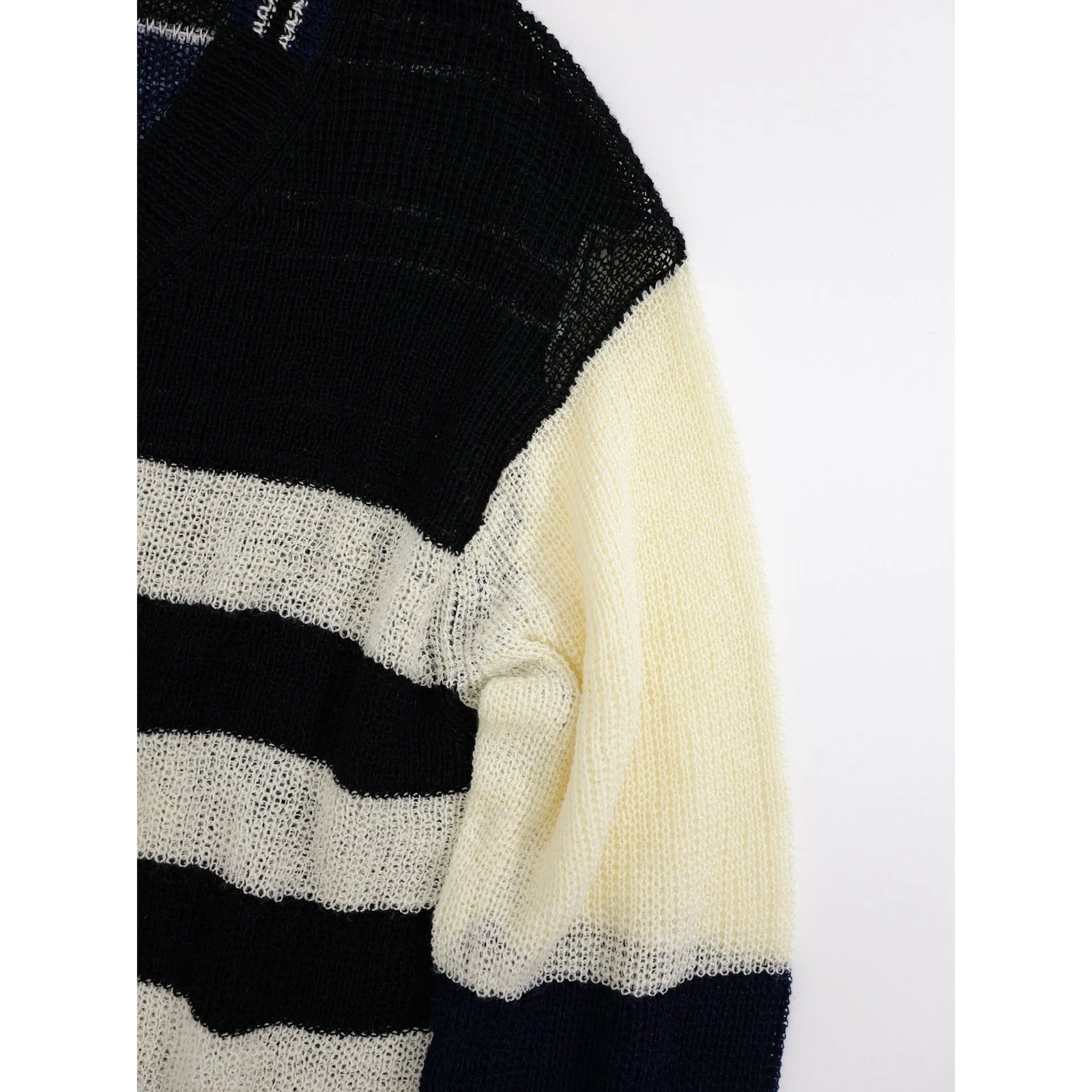 YOHJI YAMAMOTO Pull en lin Marine vintage, passéist — photo 4