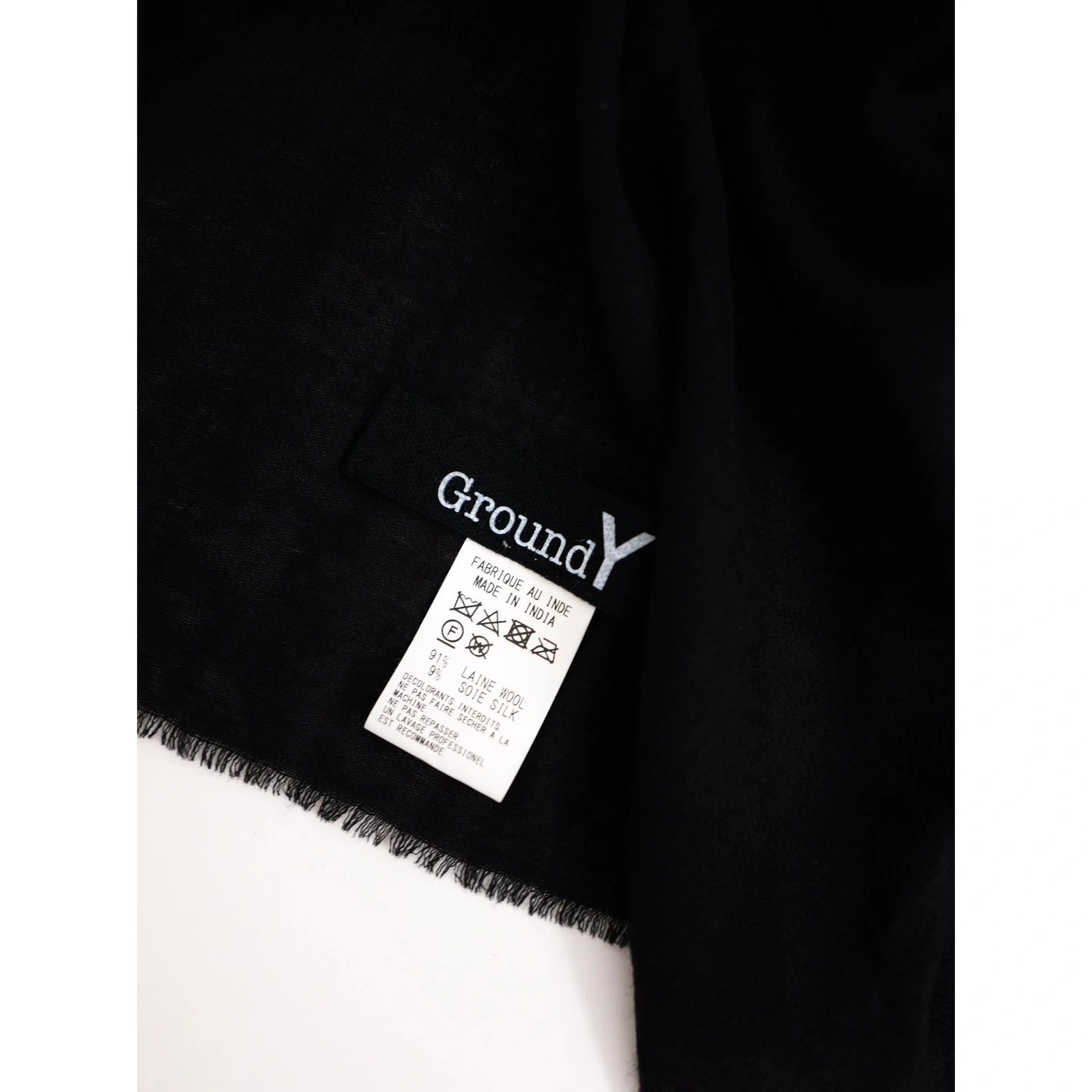 YOHJI YAMAMOTO Echarpe en laine Gris vintage, passéist — photo 3