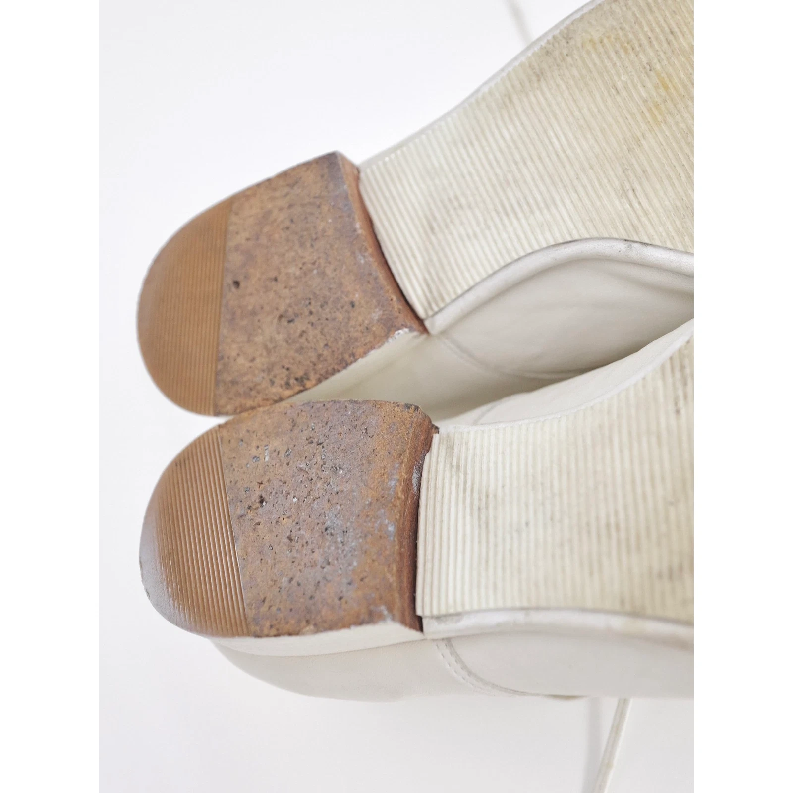 YOHJI YAMAMOTO Derbies en cuir Blanc vintage, passéist — photo 14