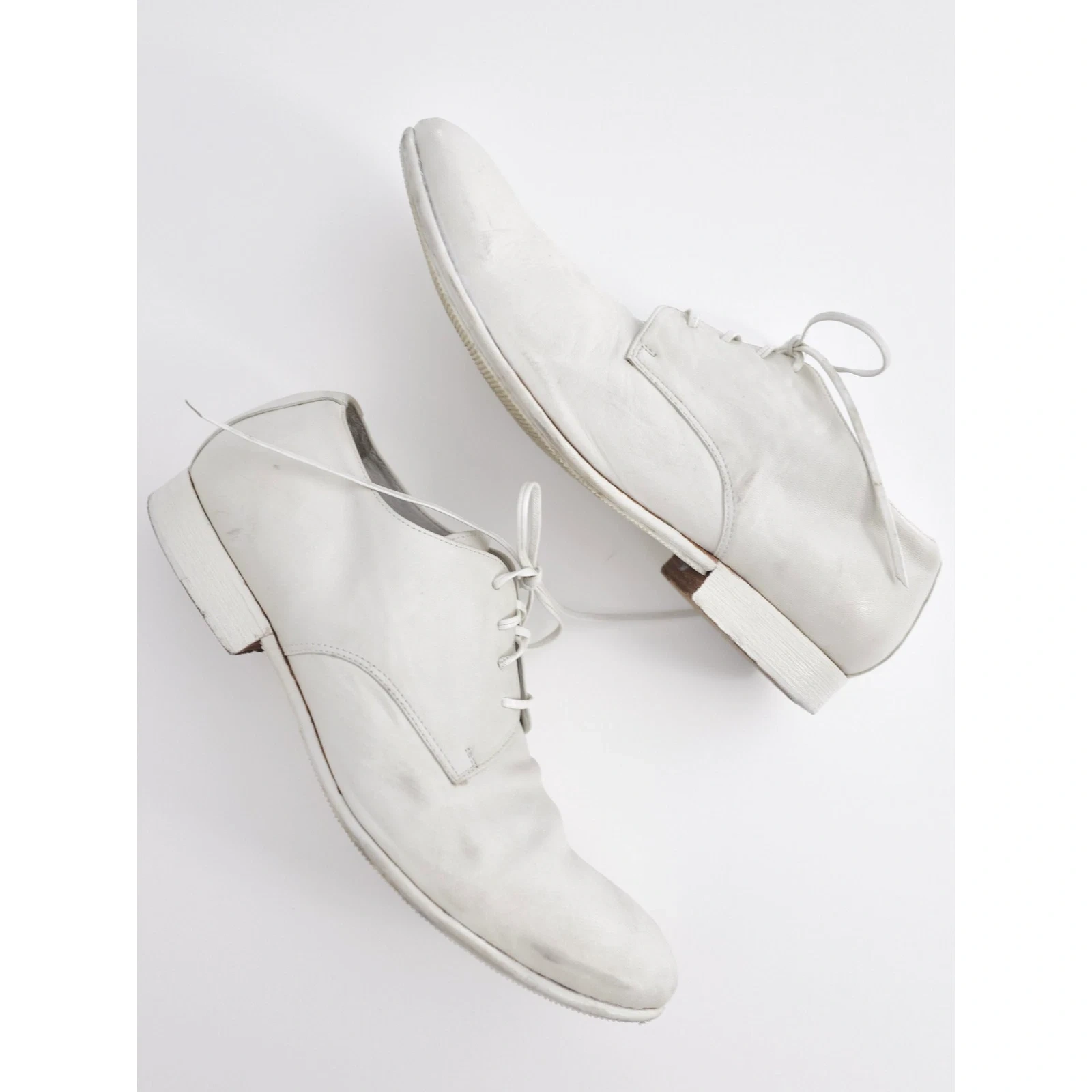 YOHJI YAMAMOTO Derbies en cuir Blanc vintage, passéist — photo 3