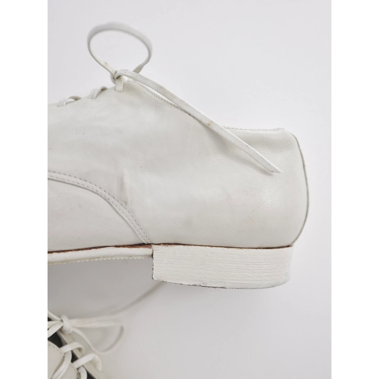 YOHJI YAMAMOTO Derbies en cuir Blanc vintage, passéist — photo 4