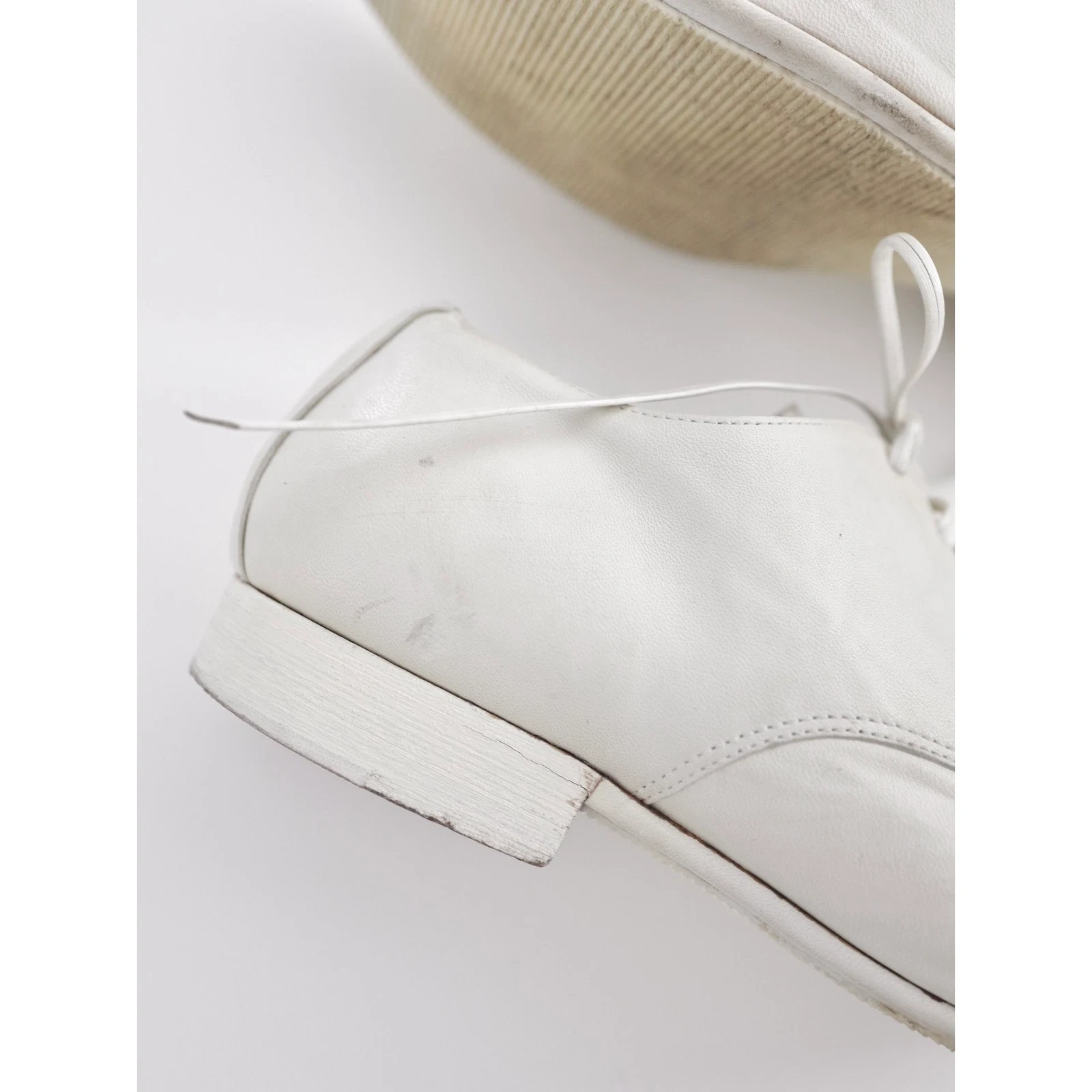YOHJI YAMAMOTO Derbies en cuir Blanc vintage, passéist — photo 5