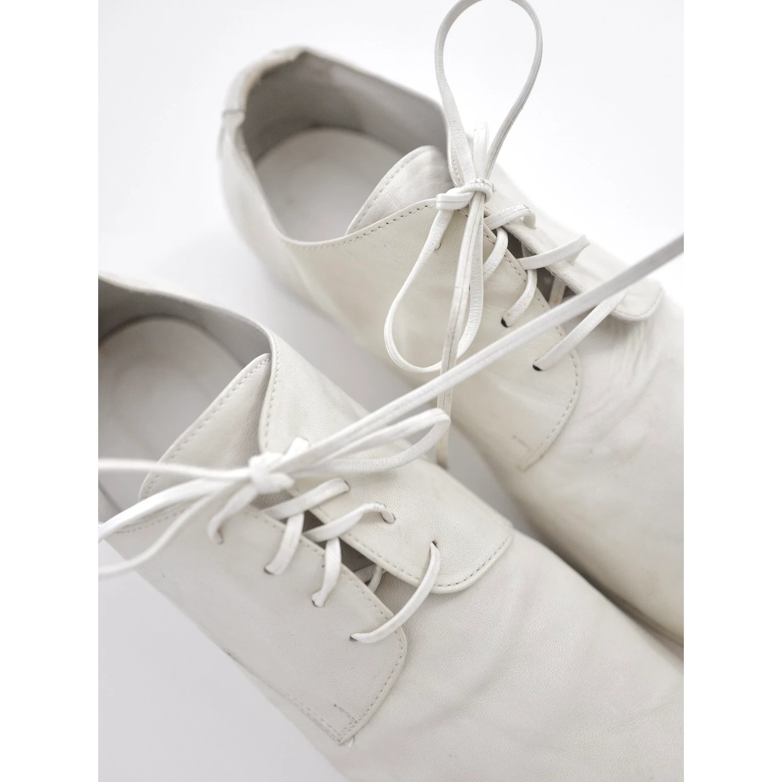 YOHJI YAMAMOTO Derbies en cuir Blanc vintage, passéist — photo 7