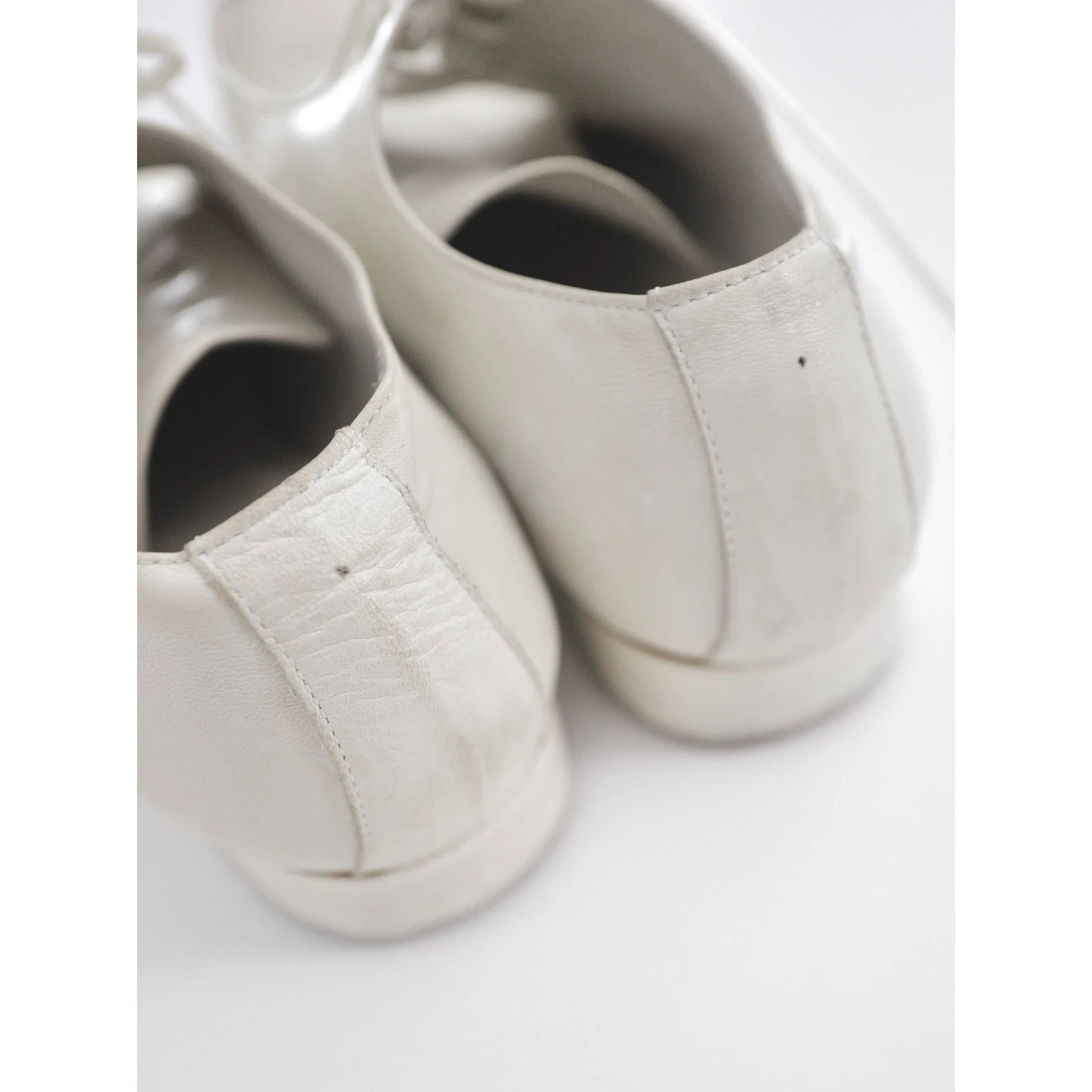 YOHJI YAMAMOTO Derbies en cuir Blanc vintage, passéist — photo 8