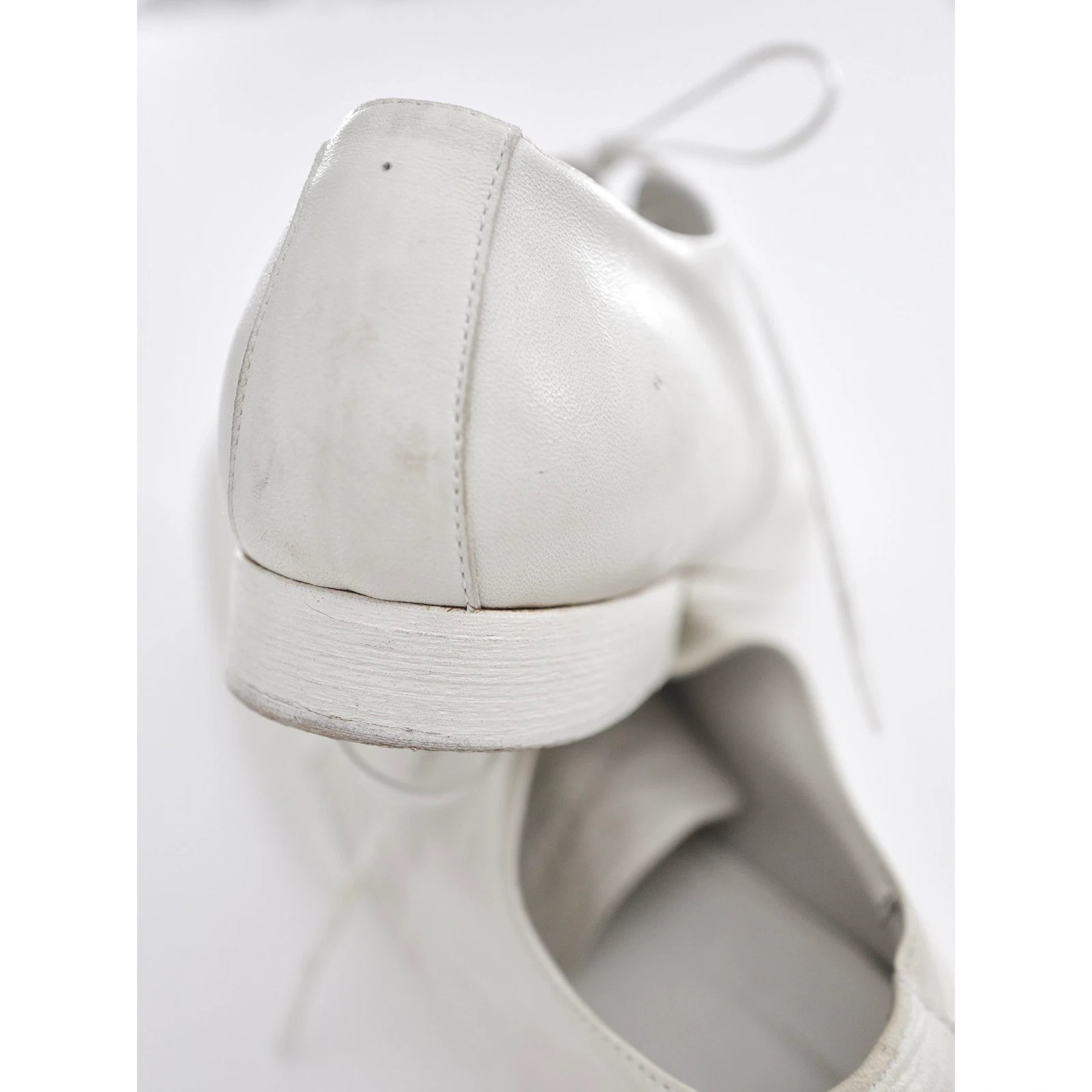 YOHJI YAMAMOTO Derbies en cuir Blanc vintage, passéist — photo 9