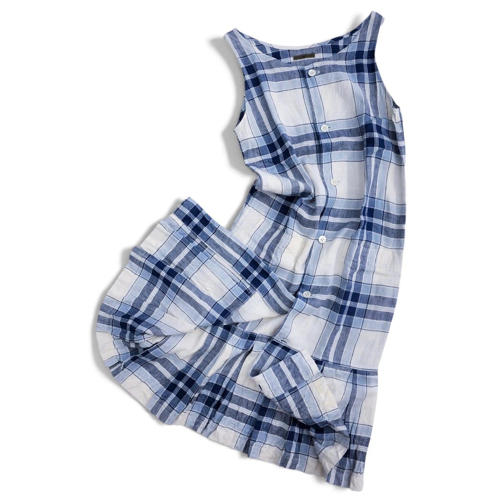 YOHJI YAMAMOTO Robe longue en lin Bleu vintage, passéist — photo 1
