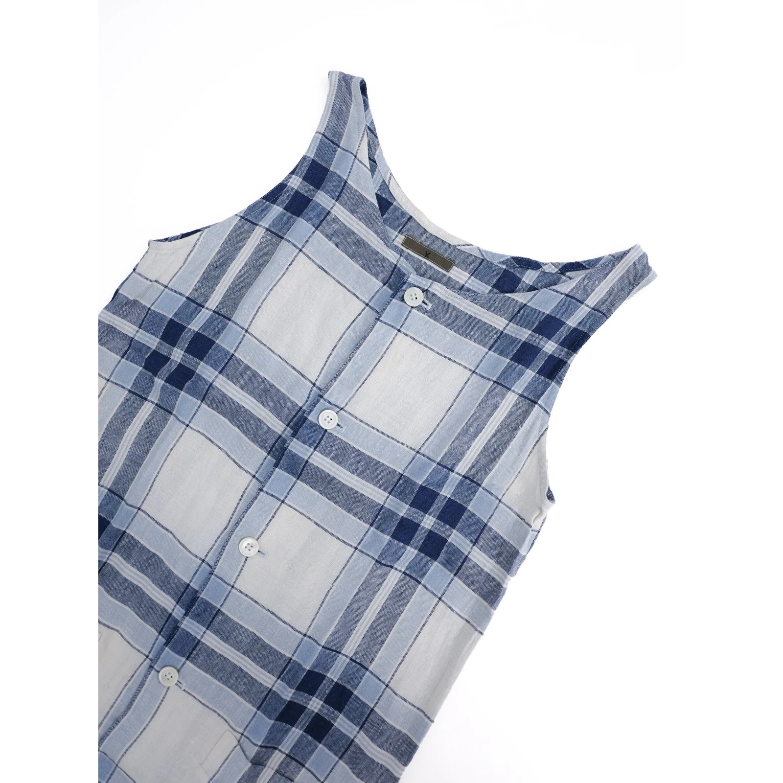 YOHJI YAMAMOTO Robe longue en lin Bleu vintage, passéist — photo 2