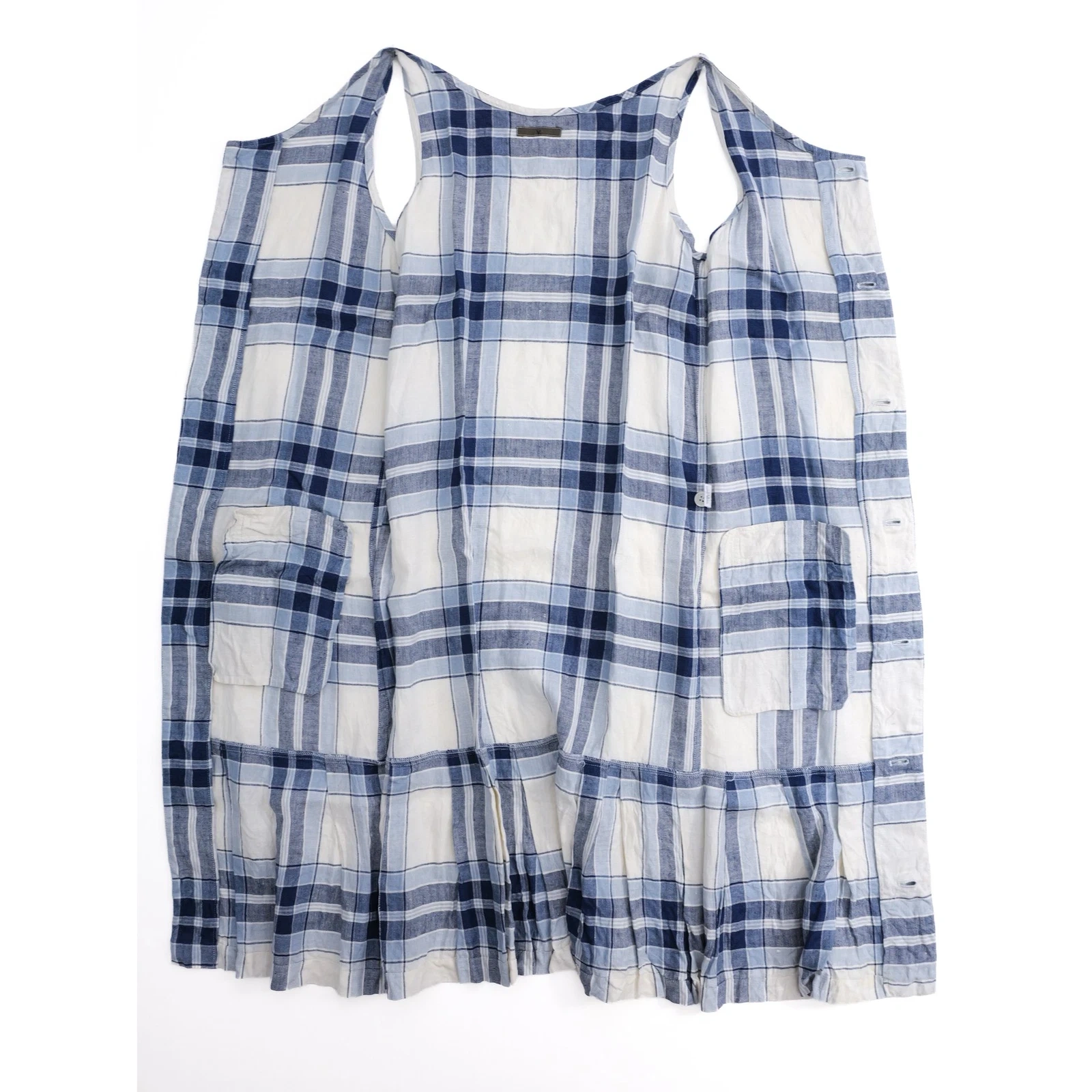 YOHJI YAMAMOTO Robe longue en lin Bleu vintage, passéist — photo 13