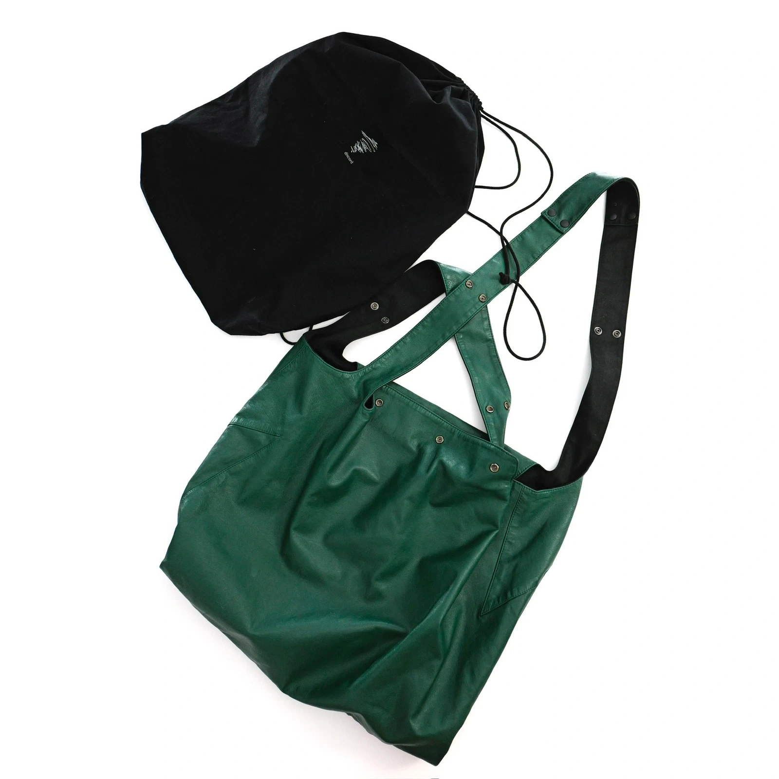 YOHJI YAMAMOTO Sac besace en cuir Vert vintage, passéist — photo 3