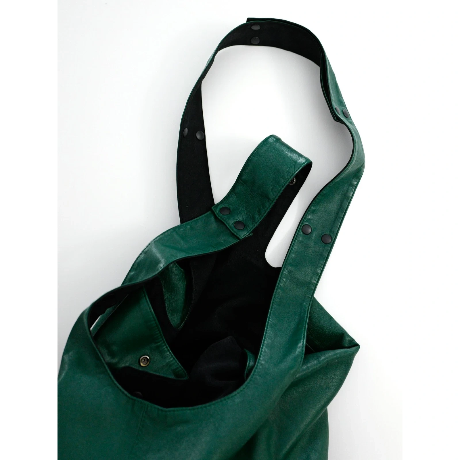 YOHJI YAMAMOTO Sac besace en cuir Vert vintage, passéist — photo 10