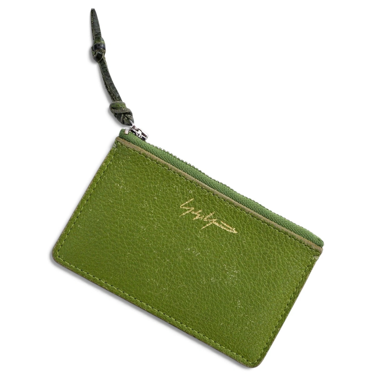 YOHJI YAMAMOTO Petite maroquinerie en cuir Vert vintage, passéist — photo 1
