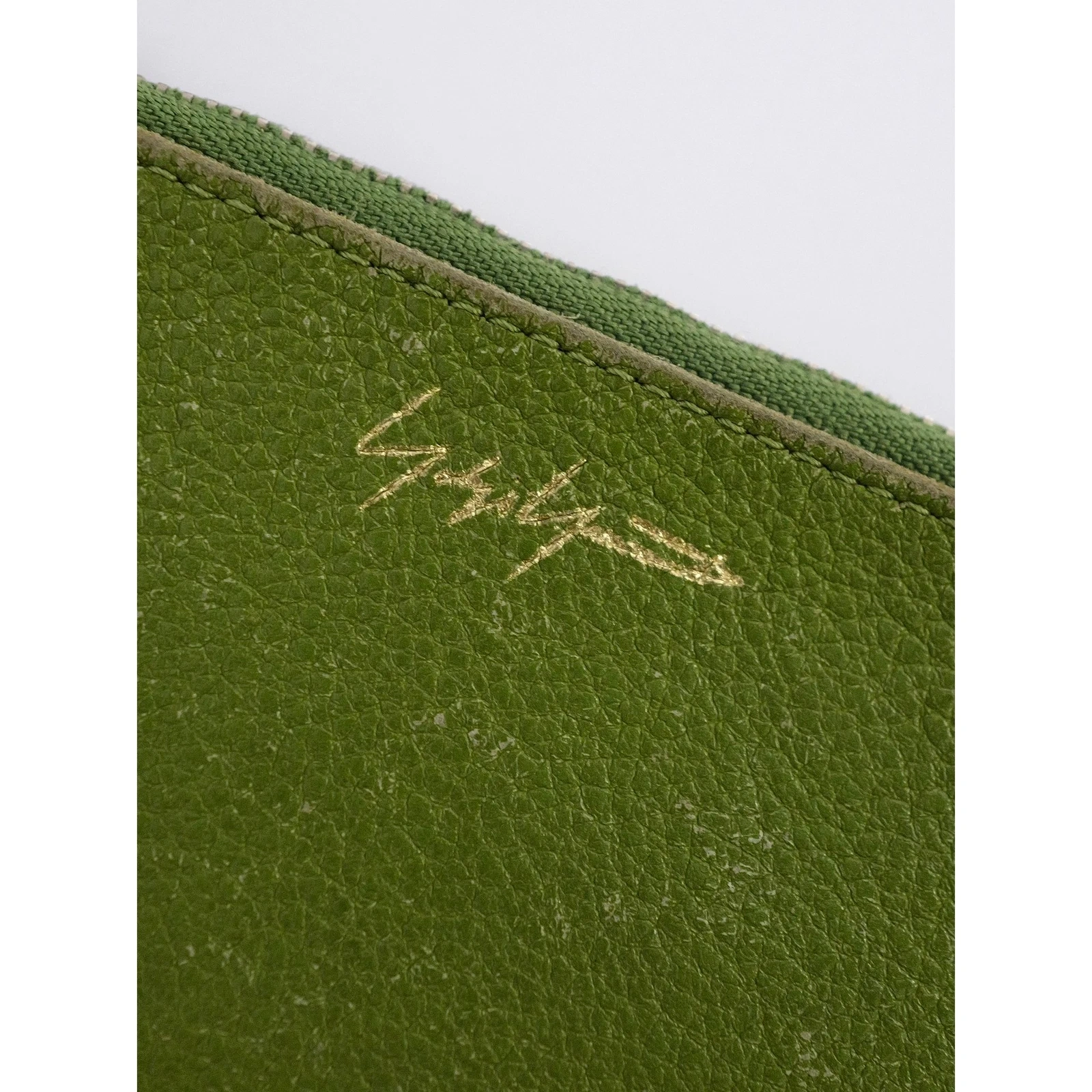 YOHJI YAMAMOTO Petite maroquinerie en cuir Vert vintage, passéist — photo 2
