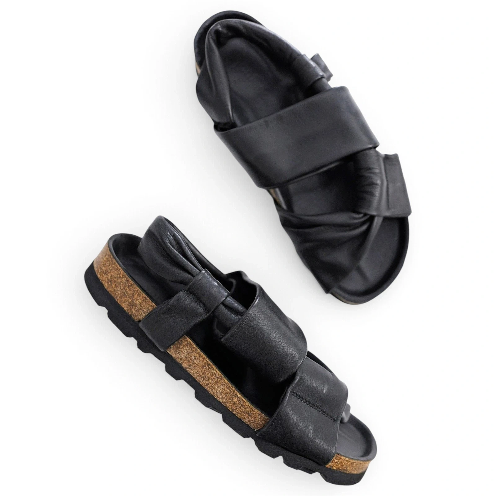 PLANTATION Leather mules Noir vintage, passéist — photo 1