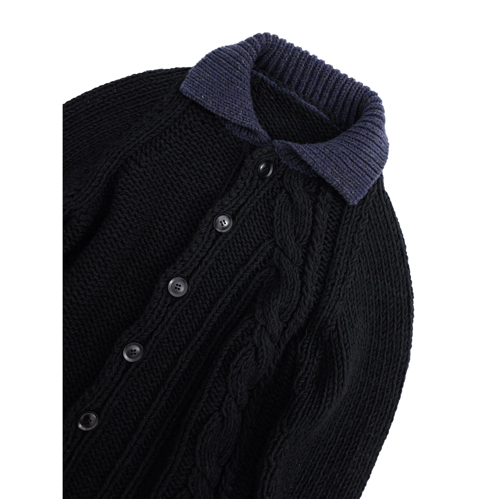 YOHJI YAMAMOTO Cardigan en laine Marine vintage, passéist — photo 2