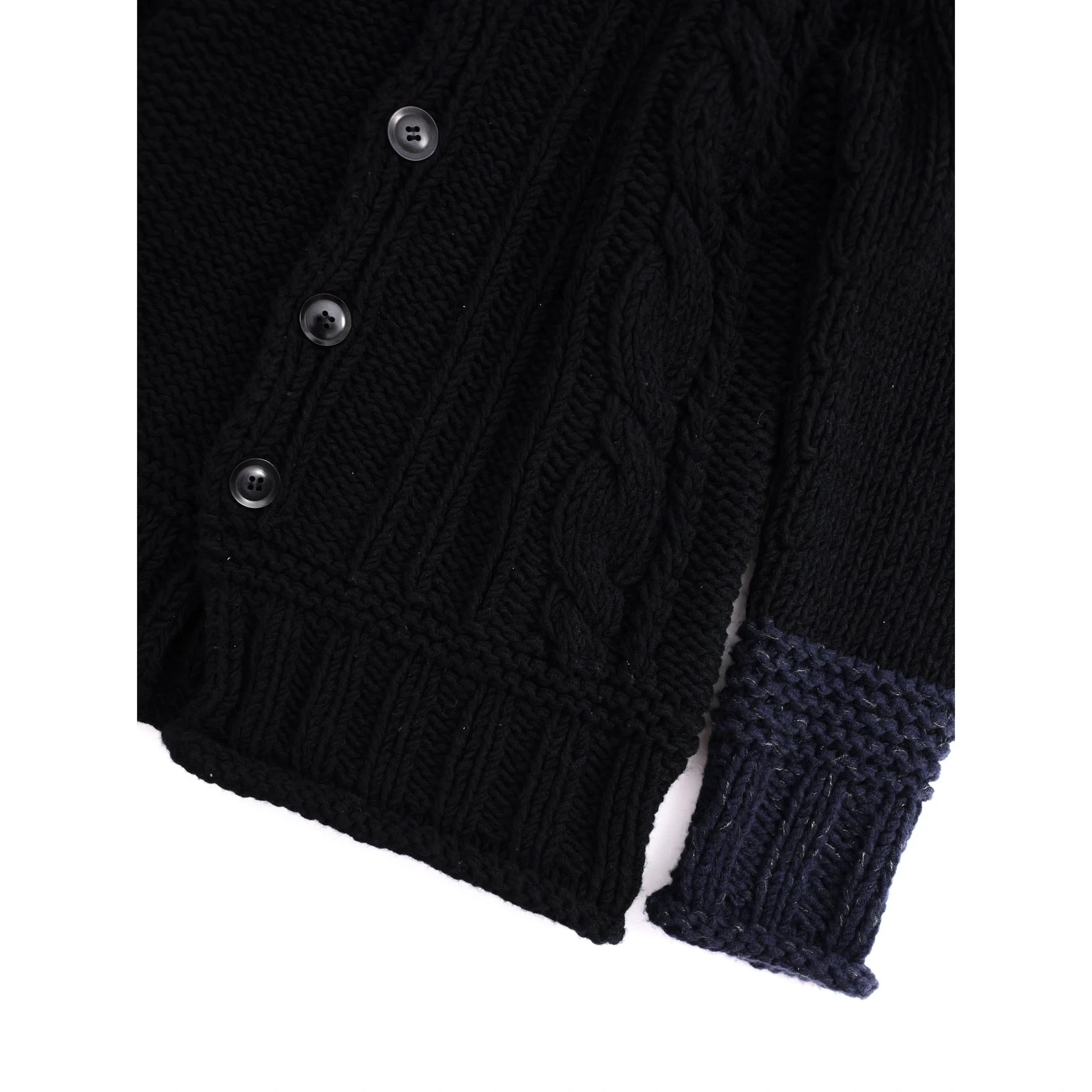 YOHJI YAMAMOTO Cardigan en laine Marine vintage, passéist — photo 3