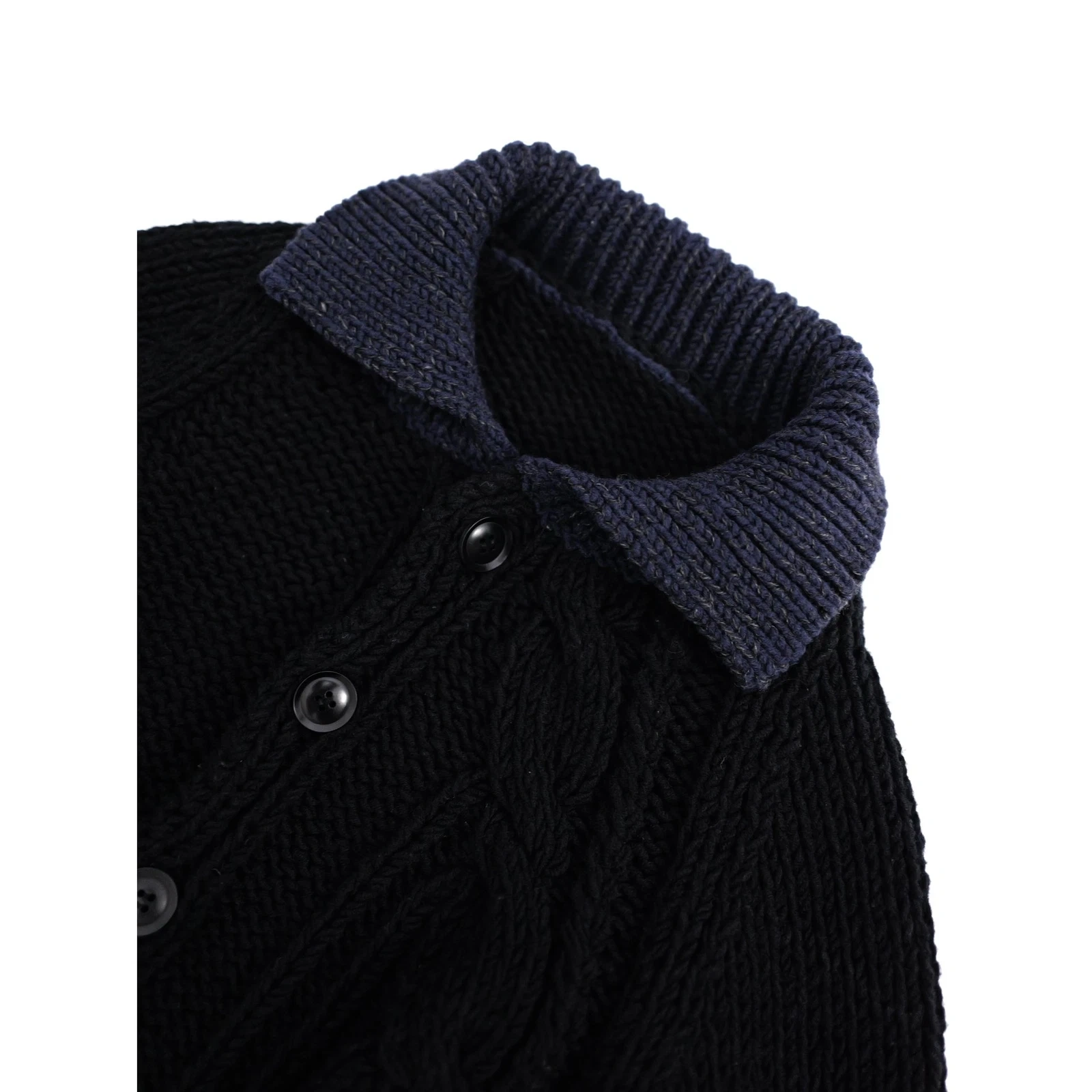 YOHJI YAMAMOTO Cardigan en laine Marine vintage, passéist — photo 4