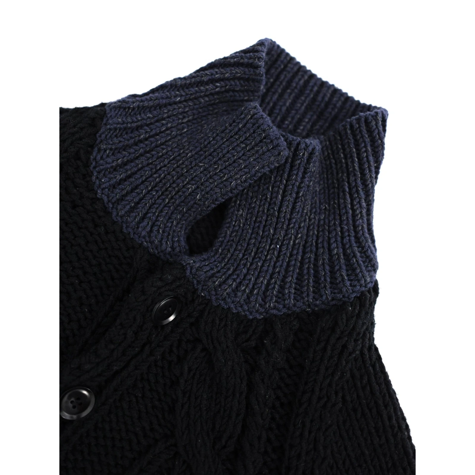 YOHJI YAMAMOTO Cardigan en laine Marine vintage, passéist — photo 6