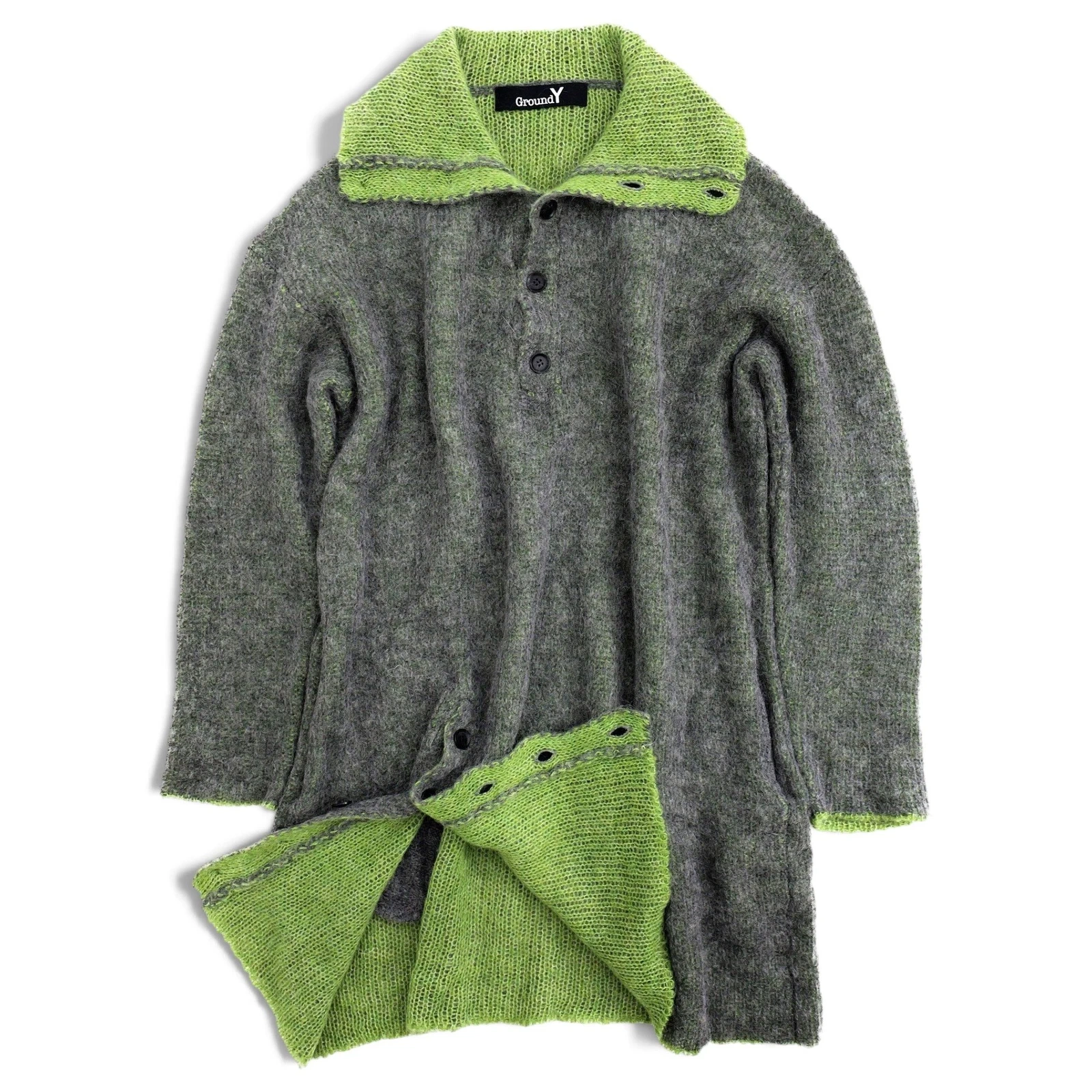 GROUND Y Veste longue en laine Gris vintage, passéist — photo 1