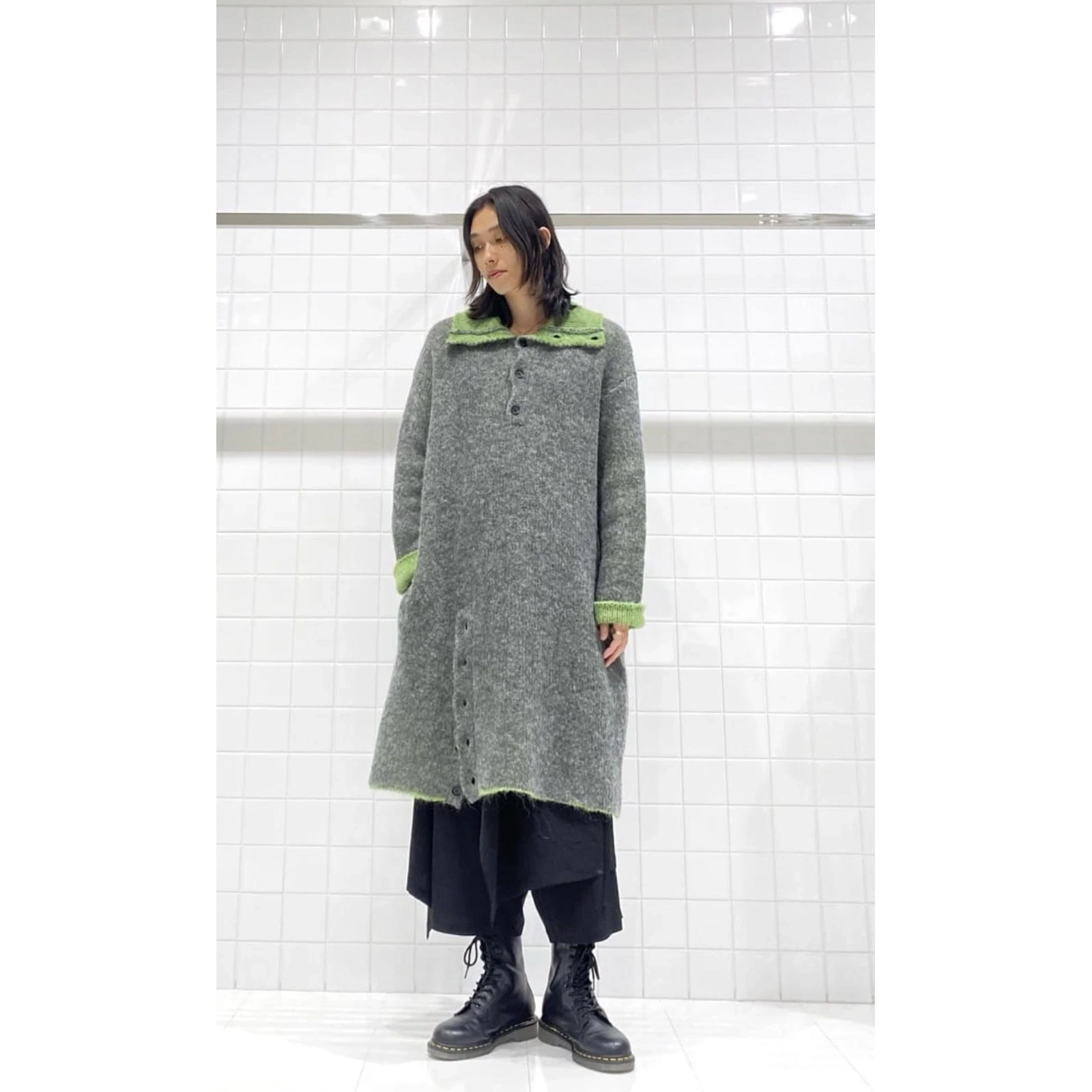 GROUND Y Veste longue en laine Gris vintage, passéist — photo 15