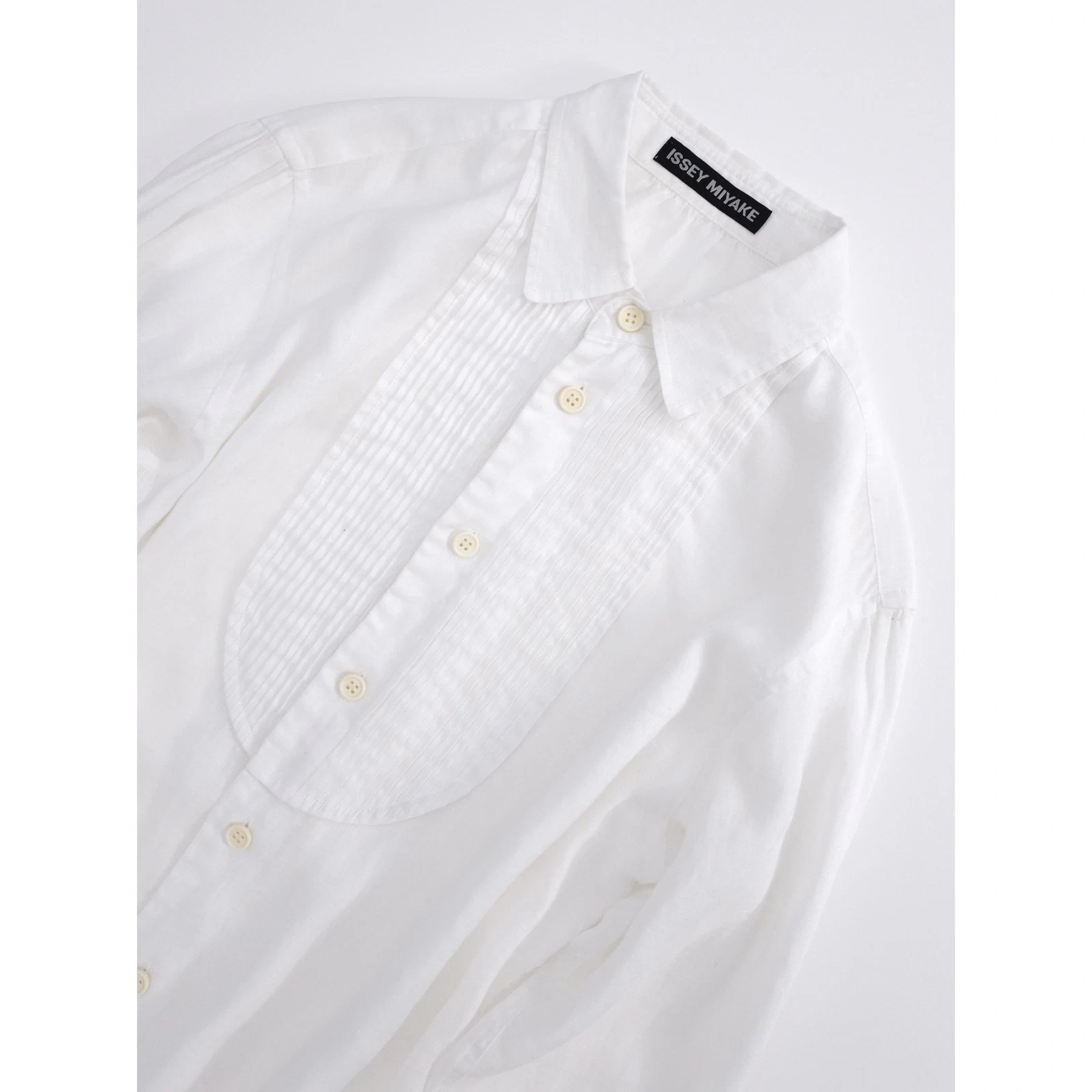 ISSEY MIYAKE Chemise en lin Blanc vintage, passéist — photo 2